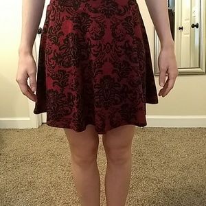 Burgundy and Black Skater Skirt